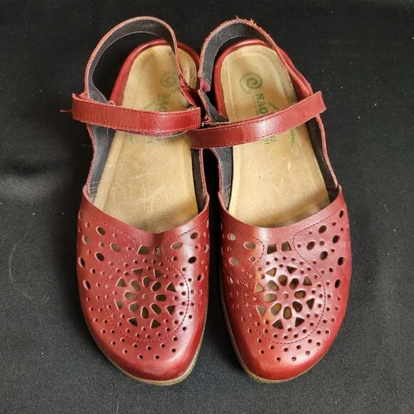 Naot Sandals Women 42 Size 11 Shoes Arataki Burgundy Leather Mary Jane Adjust - Picture 2 of 7